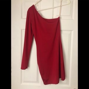 Red off the shoulder dress